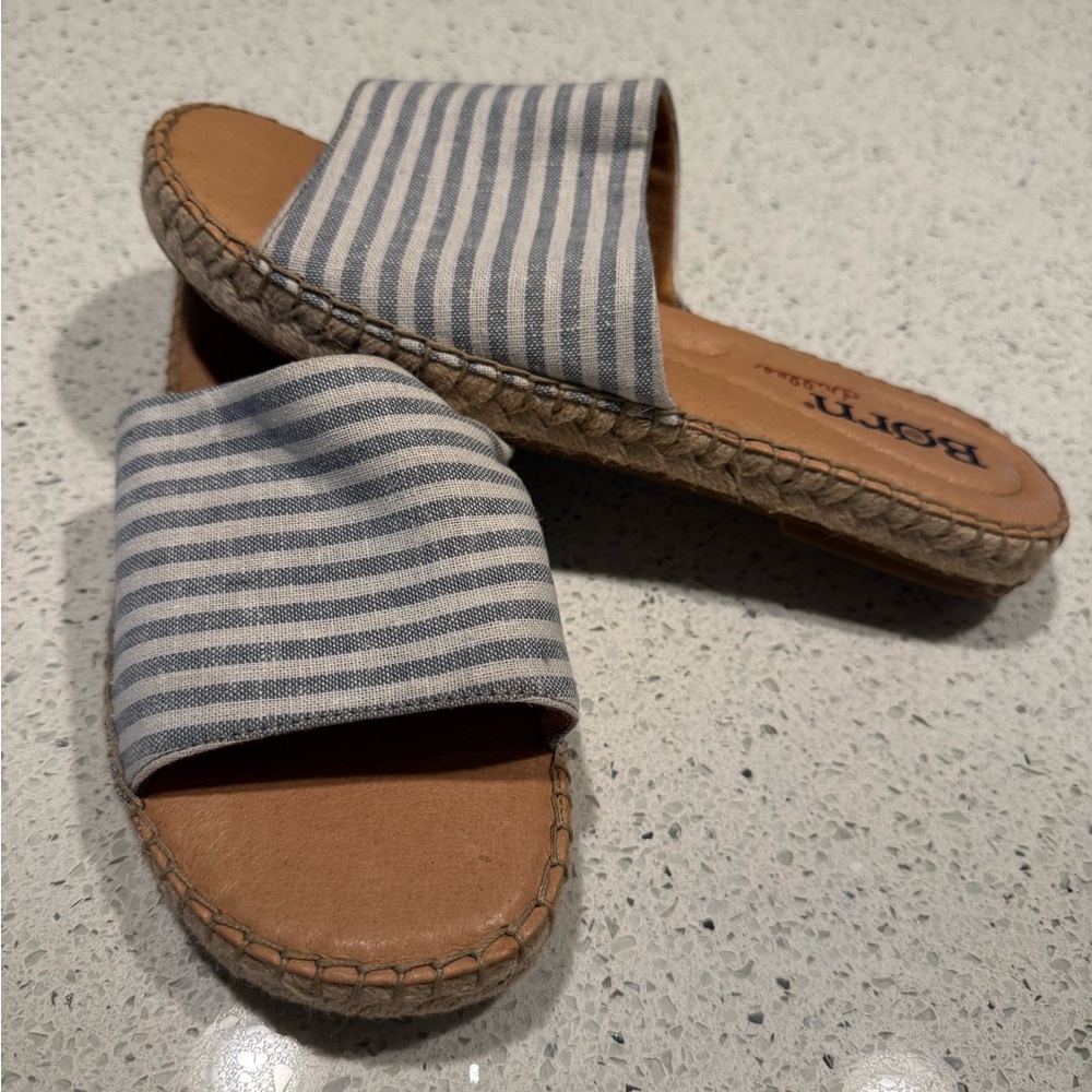 Børn San Benito Blue Striped Slide Sandals Espadrilles Sz 10